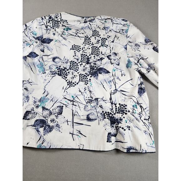 Womens Open Front Blazer Jacket Size 10 Embroidered Floral Artsy Office Church - Picture 9 of 9